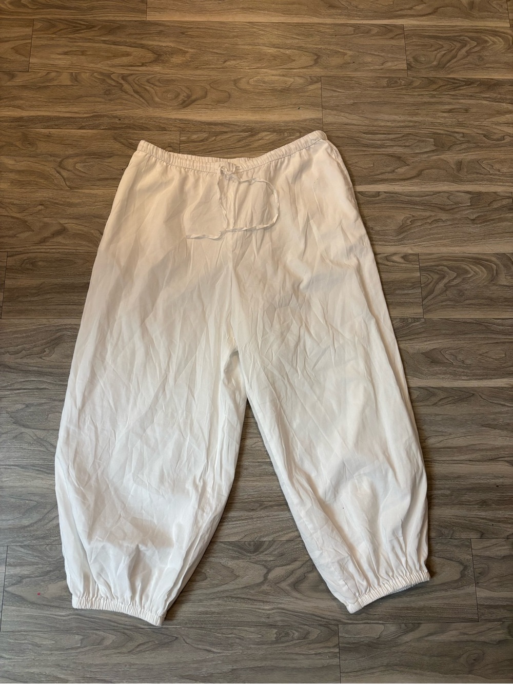 a new day White Elastic Drawstring Jogger Pants